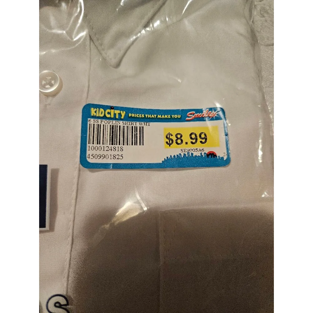 Boys' French Toast Short Sleeve Uniform Shirt, Size 6, White New
